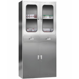 Commercial Stainless Steel Cabinet 2 Shelves 2 Drawers 4 Doors 900x400x1800mm - CEMYSLC03