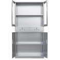 Commercial Stainless Steel Cabinet 2 Shelves 2 Drawers 4 Doors 900x400x1800mm - CEMYSLC03