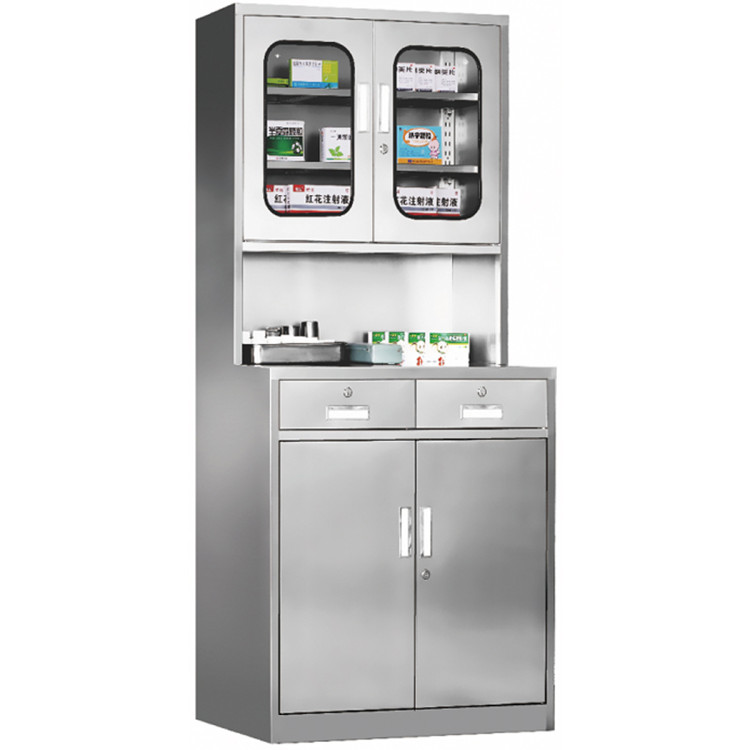 Commercial Stainless Steel Cabinet 3 Shelves 2 Drawers 4 Door 850x500x1850mm - CEMYSLC14
