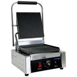 Commercial Electric Contact Grill / Panini Press Ribbed Plates 240x240mm 1.8kW | CaterEq CENEXORA102