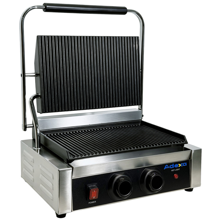 Commercial Digital Contact Grill / Panini Press Ribbed Plates 345x235mm 2.2kW | CaterEq CENEXORA114