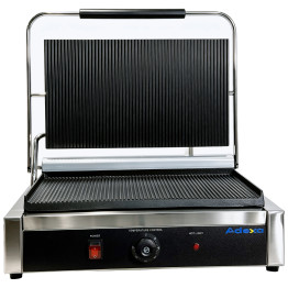 Commercial Electric Contact Grill / Panini Press Oversized Ribbed Plates 470x358mm 2.8kW | CaterEq CENEXORA116