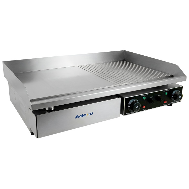 Commercial Electric Griddle 2/3 Flat & 1/3 Ribbed Dual Zone 728x393mm 6kW | CaterEq CENEXORA126