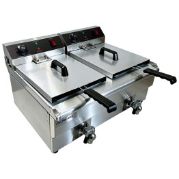 Commercial 2x 13L Electric Deep Fryer Double Tank with Drain Taps 6kW | CaterEq CENEXORA134