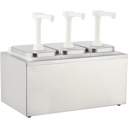 Commercial Condiment/Sauce Pump Dispenser 3x2 litre Stainless steel - CENHP003