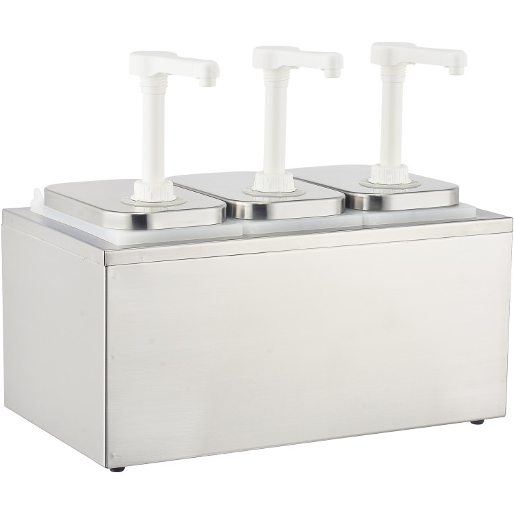 Commercial Condiment/Sauce Pump Dispenser 3x2 litre Stainless steel - CENHP003