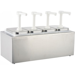 Commercial Condiment/Sauce Pump Dispenser 4x2 litre Stainless steel - CENHP004