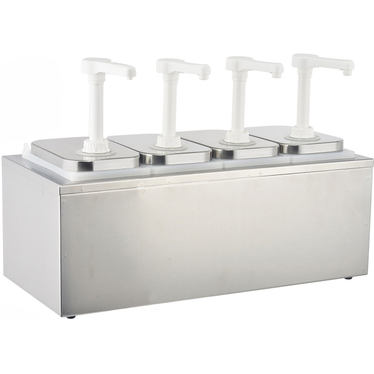Commercial Condiment/Sauce Pump Dispenser 4x2 litre Stainless steel - CENHP004