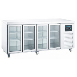 608 Ltr 4 Door Stainless Steel Refrigerated Prep Counter With Glass Doors & Flat Top | CaterEq CENORCOLD878 608 Ltr 4 Door Stainless Steel Refrigerated Prep Counter With Glass Doors & Flat Top | CaterEq CENORCOLD878