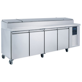 608 Ltr 4 Door Stainless Steel Refrigerated Sandwich Prep Counter With 12×1/3 GN Pans | CaterEq CENORCOLD890 608 Ltr 4 Door Stainless Steel Refrigerated Sandwich Prep Counter With 12×1/3 GN Pans | CaterEq CENORCOLD890