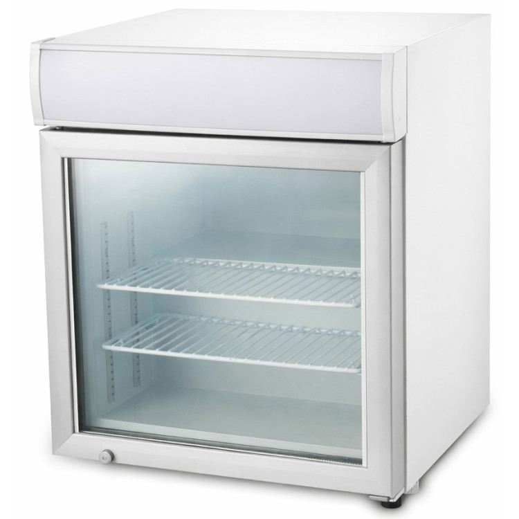 B GRADE Commercial Countertop Display Freezer with Canopy 60L Single Glass Door White 570x568x700mm | CaterEq NORD604 B GRADE 