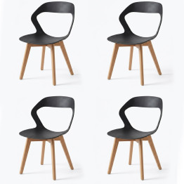 Bistro Dining Chair Sculpted Polypropylene Seat Wooden Legs Indoors & Outdoors 430x430x780mm Black | CaterEq CEP130BLACK Bistro Dining Chair Sculpted Polypropylene Seat Wooden Legs Indoors & Outdoors 430x430x780mm Black | CaterEq CEP130BLACK