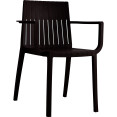 Bistro Dining Chair Slatted Back with Armrests Polypropylene Indoors & Outdoors 570x420x800mm Black | CaterEq CEP185BLACK