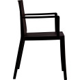 Bistro Dining Chair Slatted Back with Armrests Polypropylene Indoors & Outdoors 570x420x800mm Black | CaterEq CEP185BLACK