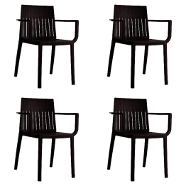 Bistro Dining Chair Slatted Back with Armrests Polypropylene Indoors & Outdoors 570x420x800mm Black | CaterEq CEP185BLACK