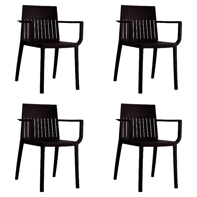 Bistro Dining Chair Slatted Back with Armrests Polypropylene Indoors & Outdoors 570x420x800mm Black | CaterEq CEP185BLACK