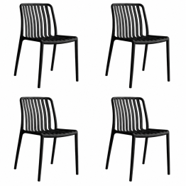 Bistro Dining Chair Slatted Seat and Backrest Polypropylene Indoors & Outdoors 440x450x800mm Black | CaterEq CEP194BLACK
