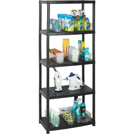 Professional Plastic Shelving Unit 5 tier Black 600x300x1735mm - CEP5T