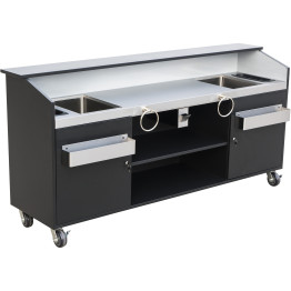 Commercial Portable Bar Stainless Steel & Black 2400x600x1200mm - CEPB2495SS Commercial Portable Bar Stainless Steel & Black 2400x600x1200mm - CEPB2495SS