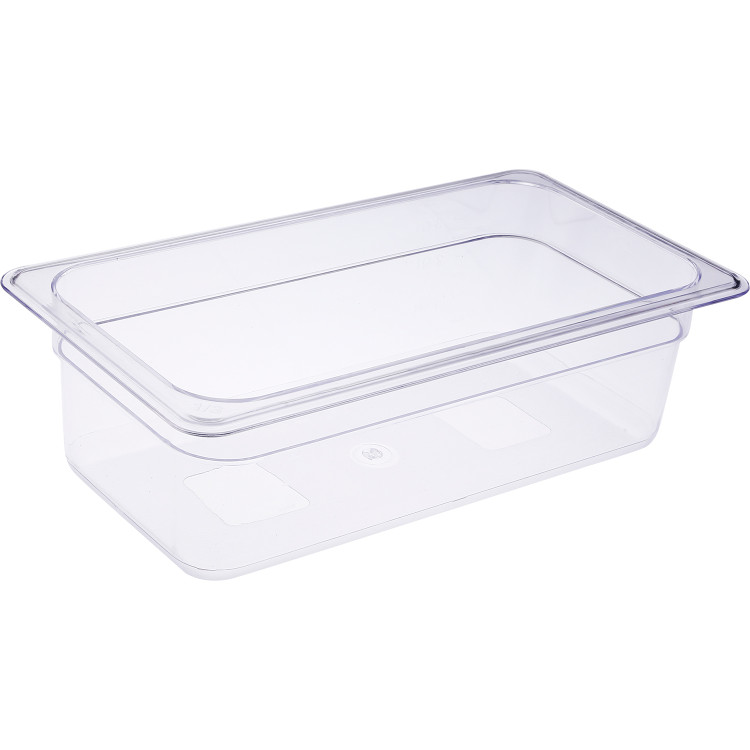 Heavy duty Polycarbonate Gastronorm Pan GN1/3 Depth 100mm Clear 3 litres - CEPCPAN13100