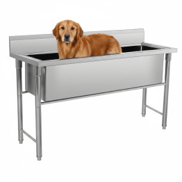 Commercial Stainless Steel Pet Grooming Bath Tub 1000×600×1050(900+150)mm with Drainer Set | CaterEq CEPDBS60100
