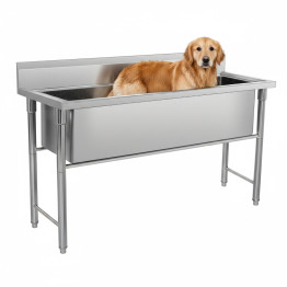 Commercial Stainless Steel Pet Grooming Bath Tub 1200×700×900mm with Drainer Set | CaterEq CEPDBS70120