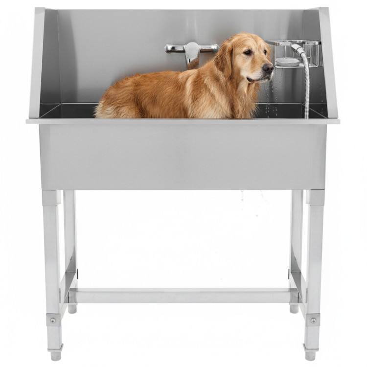 Stainless Steel Pet Grooming Bath Tub 850×480×1220mm with 3‑Side Backsplash | CaterEq CEPDBSL48085 Stainless Steel Pet Grooming Bath Tub 850×480×1220mm with 3‑Side Backsplash | CaterEq CEPDBSL48085