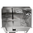 Stainless Steel Pet Grooming Bath Tub 966×622×1220mm with Sliding Door, Stair & 3‑Side Backsplash | CaterEq CEPDBSLD62096