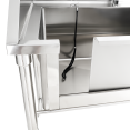 Stainless Steel Pet Grooming Bath Tub 966×622×1220mm with Sliding Door, Stair & 3‑Side Backsplash | CaterEq CEPDBSLD62096