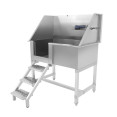 Stainless Steel Pet Grooming Bath Tub 966×622×1220mm with Sliding Door, Stair & 3‑Side Backsplash | CaterEq CEPDBSLD62096