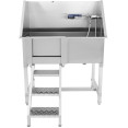 Stainless Steel Pet Grooming Bath Tub 966×622×1220mm with Sliding Door, Stair & 3‑Side Backsplash | CaterEq CEPDBSLD62096 Stainless Steel Pet Grooming Bath Tub 966×622×1220mm with Sliding Door, Stair & 3‑Side Backsplash | CaterEq CEPDBSLD62096