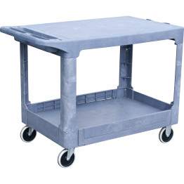 Professional Heavy Duty 2-Tier Plastic Utility Trolley with Raised Edge Top & 227kg Capacity 790x430mm | CaterEq CEPSC79432C Professional Heavy Duty 2-Tier Plastic Utility Trolley with Raised Edge Top & 227kg Capacity 790x430mm | CaterEq CEPSC79432C