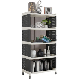 Mobile Plastic Shelving Unit 5 tier Black & Grey  490x290x970mm - CEPP5