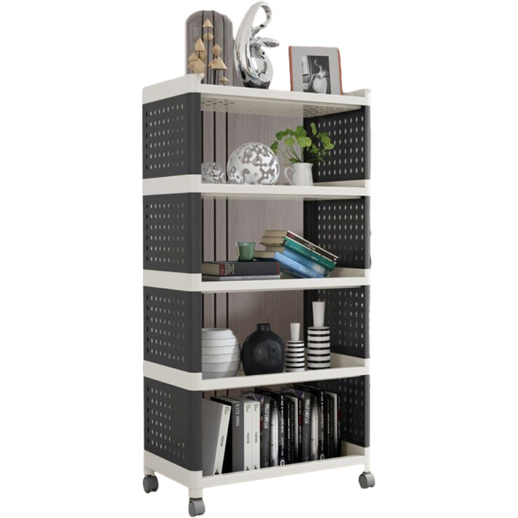 Mobile Plastic Shelving Unit 5 tier Black & Grey  490x290x970mm - CEPP5