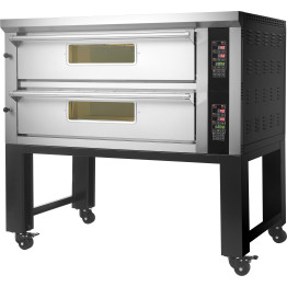 Commercial Pizza oven with stand Electric 2 chambers 6+6 pizzas x 33cm 450°C Digital controls 13.2kW 400V - CEPS602DIGITAL