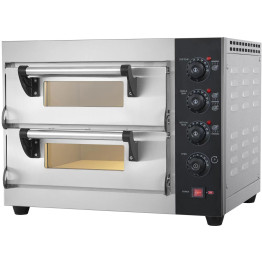 Commercial Pizza Oven Electric 2 chambers 400x400mm 350°C Mechanical controls 5.2kW 230V Hardwired 600x520x480mm | CaterEq CEPS442
