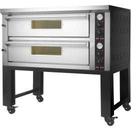Commercial Pizza oven with stand Electric 2 chambers 610x610 500°C Mechanical controls 8.4kW 380V - CEPS402A