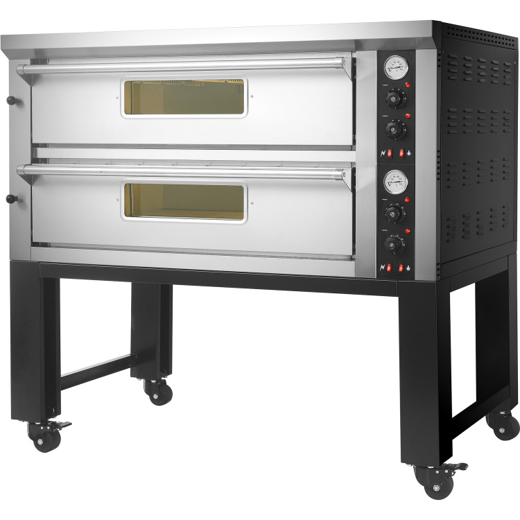 Commercial Pizza oven with stand Electric 2 chambers 610x610 500°C Mechanical controls 8.4kW 380V - CEPS402A