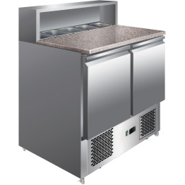 Pizza Prep Table 2 doors Stainless steel Pizza top 5xGN1/6 Depth 700mm - CETHPS900