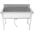 Commercial Pot Wash Sink Stainless steel 1 bowl Splashback 1500x700x900mm Round legs - CEPSR15070