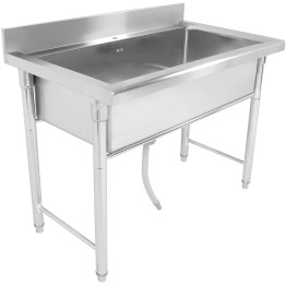 Commercial Pot Wash Sink Stainless steel 1 bowl Splashback 1500x700x900mm Round legs - CEPSR15070