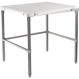 Professional Solid Stainless Steel Poly Top Work Table 900x600x900mm - CEPSWT600X900OB