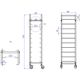 10 tier Rack/Tray/Pan Trolley for width 240-335 mm Stainless Steel  - CEPT10