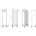 10 tier Rack/Tray/Pan Trolley for width 310-350mm Covered sides Stainless Steel  - CEPT10P