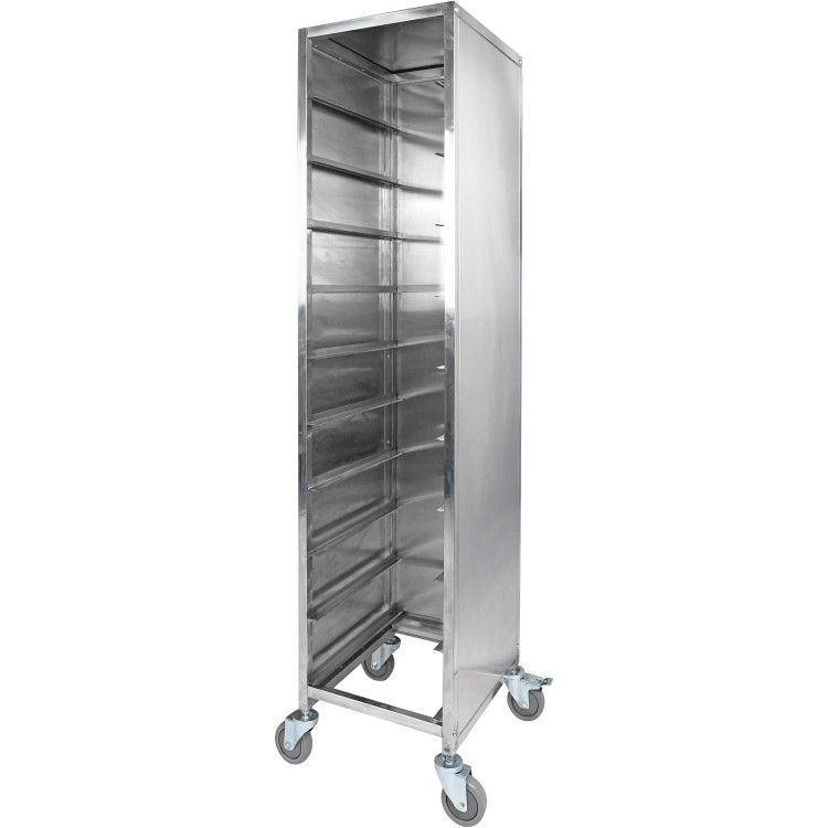 10 tier Rack/Tray/Pan Trolley for width 310-350mm Covered sides Stainless Steel  - CEPT10P