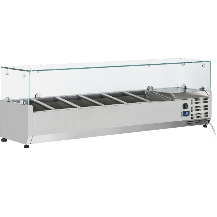 Refrigerated Servery Prep Top 6xGN1/3 1400x395x435mm Glass Top - CETHV1400/380