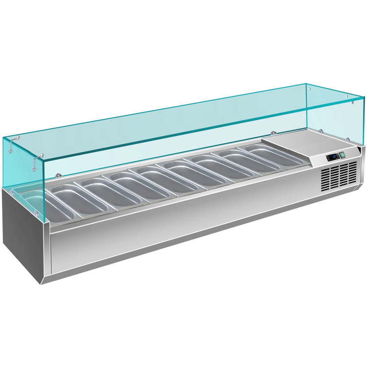 B GRADE Refrigerated Servery Prep Top WITHOUT GLASS 1800mm 8xGN1/4 Depth 330mm - PT18 B GRADE