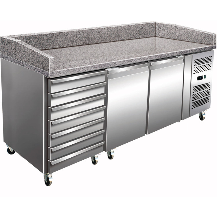 Refrigerated pizza preparation table 2 door 7 neutral drawers - CETHPZ2610TN