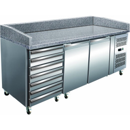 Refrigerated Pizza Prep / Bakery  Counter 2 doors 7 drawers Granite top Depth 800mm - CEPZ46