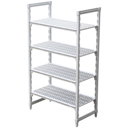 Fixed 4-Tier Plasteel Shelving Unit with Vented Shelves for Cold Rooms & Wet Areas 1220×355×1800mm | CaterEq CEQHW314